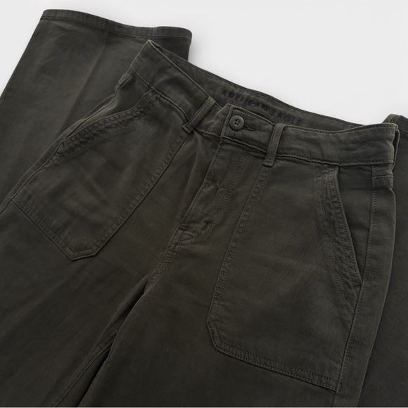 American Eagle Denim - American Eagle womens super high rise baggy wide leg jeans size 4 gray NWT